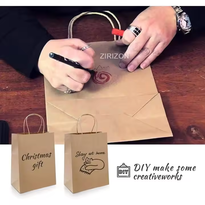 Zirizon -Bolsas de Papel Kraft con Asas Retorcidas - Marrón - 1