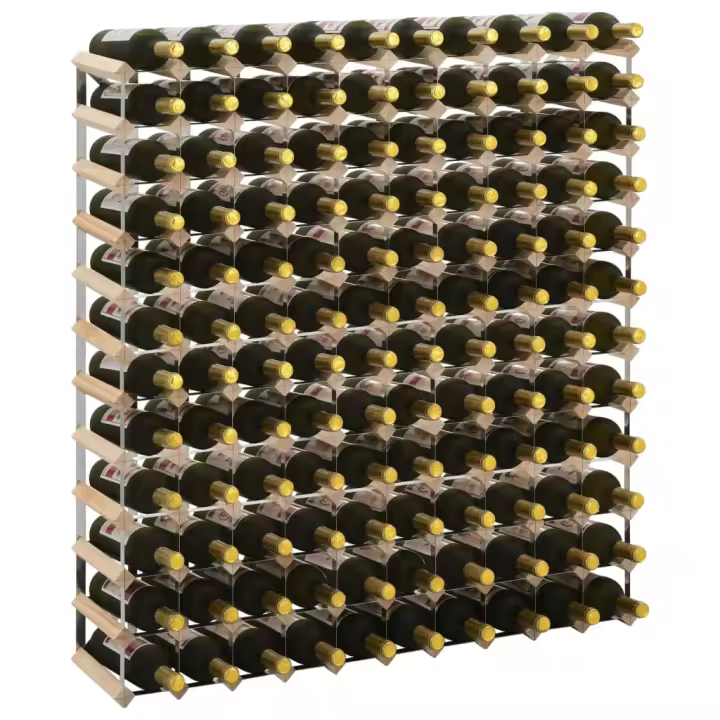 vidaXL Botellero para 120 botellas de madera maciza de pino - 1
