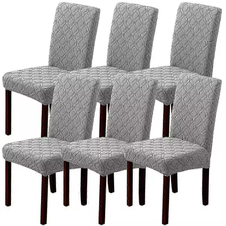 Sillas elegantes del comedor con las piernas de madera sólida, sistema de 6 (gris) acento clásico de Upholsted que cena la silla - 1