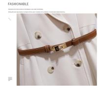 Vestido Elegante Para Mujer Con Doble Botón Y Cinturón Longitud Pierna Vestido Oscuro Blanco A-Line Estilo Oficina Moda Otoño 2025 - details 12