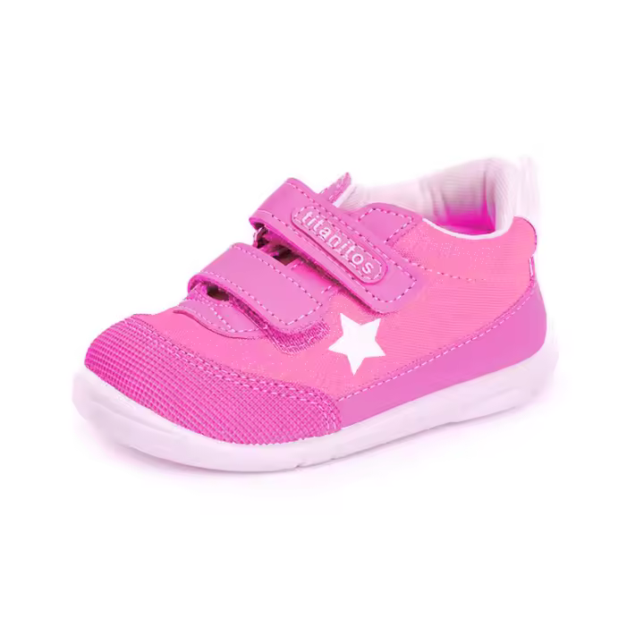 Titanitos Modelo B500 LEO Mostaza o Fucsia. Zapato Deportivo Respetuoso de Piel y Textil para Niños y Niñas. Primeros Pasos. Lavable. Muy Flexible. Sin Contrafuertes. - 1