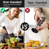 Juego De Molinillos De Sal Y Pimienta Eléctricos Automáticos Recargables Con Gravedad Molinillo De Especias Ajustable Para La Cocina Herramientas De Metal Ecológicas - details 9
