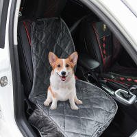 PawHut Funda de Asiento Delantero de Coche para Perro Mascota Protector Antideslizante con Ancla y Correa Envolvente para Camiones Furgonetas SUV 105x46 cm Gris - details 1