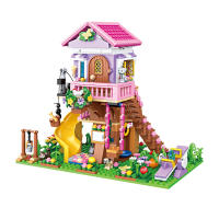 Bloques De Construcción De Villa Creativa Para Verano Juguete DIY Para Niñas Regalo De Navidad Villa Al Aire Libre Con Árbol - details 1