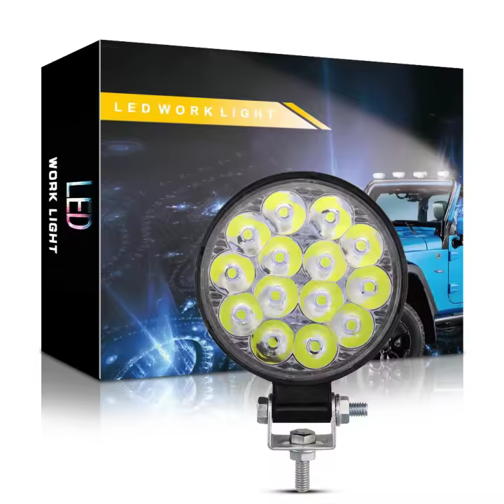 1200LM Luz de trabajo LED para automóvil DXZ, mini luz redonda de 14 luces, 42 W, faro auxiliar de ingeniería modificado, foco de ingeniería 6000K - 1