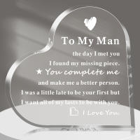 Regalo De Cumpleaños Para Mi Hombre En Forma De Corazón Acrílico Transparente 1PC Placa De Aniversario Para Novio O Marido Regalo De San Valentín - details 0