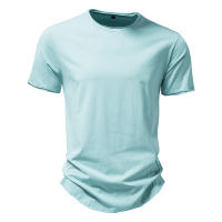 Novedad de verano, camiseta de manga corta de color liso para hombre, talla europea, tops informales, camiseta de algodón con cuello redondo - details 2