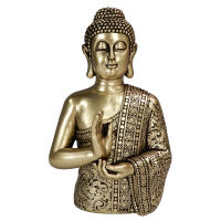 CAPRILO REGALOS & DECORACIÓN Figura Decorativa de Resina "Buda Dorado Meditando". Adornos y Esculturas. Regalos Originales. Decoración Hogar.  14 x 10 x 23 cm. - details 0