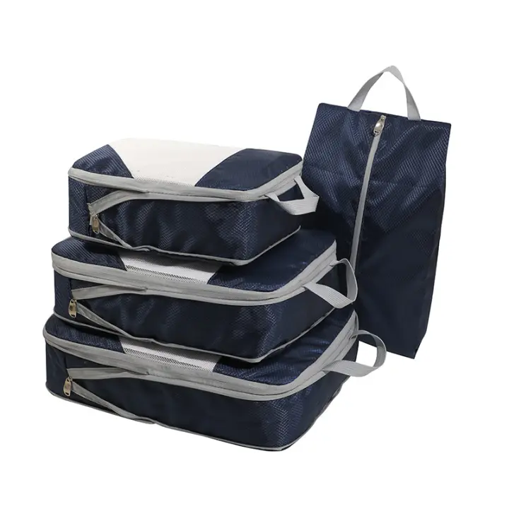 Bolsa de almacenamiento de viaje Jiashang, conjunto de 4 piezas para ropa y pantalones, bolsa de almacenamiento de equipaje plegable para zapatos de viaje - 1