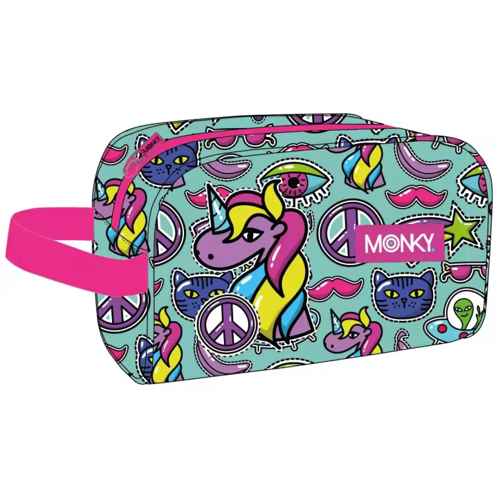 Neceser Infantil Unipeace Monky  para Niñas y Niños, Color Turquesa, 21 cm, Kiglam - 1