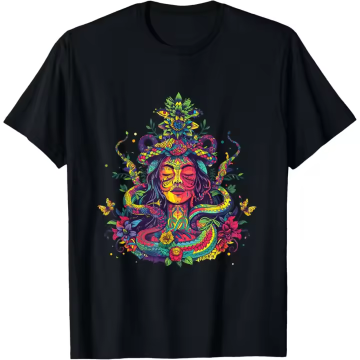Camiseta de Manga Corta, 100% Algodón, Ropa Unisex para Hombres y Mujeres en 5 Tallas, Camiseta Negra, Cuello redondo con estampado. - 1