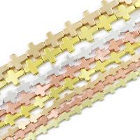 Cuentas De Piedra Natural Rosa Oroso 6/8/10MM Cruz Jesus Hematita Para Hacer Joyas Pulsera Collar DIY Color Oro Rosa - details 1