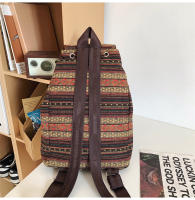 Nueva Mochila Grande Para Mujer 2024 Estilo Étnico Retro Con Cordón Y Estampado Casuístico Bolso De Tanque De Escuela Casual - details 9