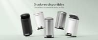 SONGMICS Cubo de Baño, Cubo Basura Pequeño de 10 L con Tapa, Cubo de Inodoro con Pedal, Delgada para Espacios Pequeños, Acero, Cierre Suave, Blanco Nube/Negro Tinta/Plata Metálico - details 0