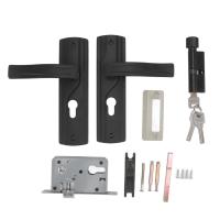Juego De Cerradura De Puerta Con Manija Negra De Acero Manganéz Aumentada Para Dormitorio Y Baño Rotación Suave Incluye Llaves - details 0