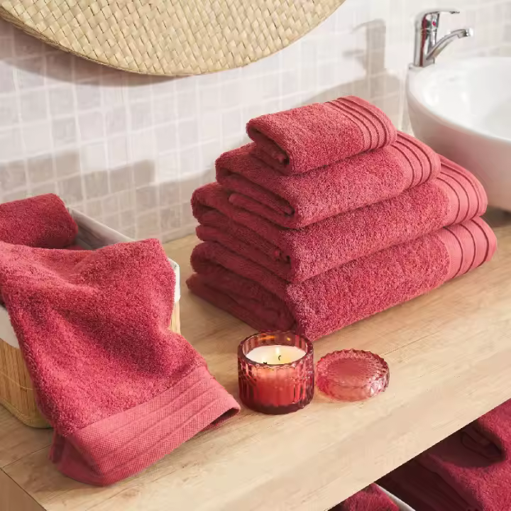 La Mallorquina - Toalla de baño 100% algodón cardado - Basic LMQ Bermellón - 1