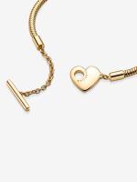 Pandora - Pulsera Pandora Moments with Cadena de Serpiente y Barra en T with Corazón-Baño de Oro de 14K - details 4