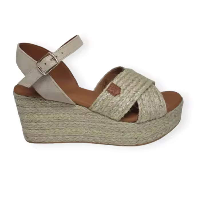 POPA BENIJO  SAR  Oro  Sandalia  con cuña alta  CREUAT  para mujer - 1