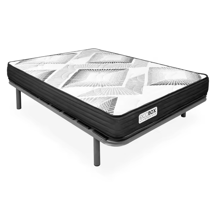 Pack somier lamina reforzado con Colchón Viscoelástico con muelles ensacados Eco Box - Alta calidad - Altura 21cm - 4 o 6 patas de somier - Fabricado en España - Somnia Descanso [Regalo almohadas] [Envío y subida a domicilio] - 1