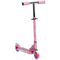 HOMCOM Patinete para Niños Plegable Patinete Infantil con Luces Música 4 Altura Ajustable Ruedas Brillantes Pedal LED para 3-7 Años Carga 50 kg 67x32x65-78 cm - details 0