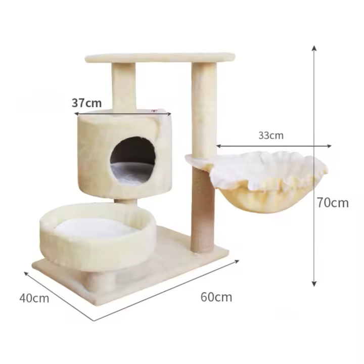 COTTECOTA- Árbol de la torre de rascado para gatos hasta 70cm, Marco de juego para gatos, árbol de casa, cama, muebles para gatos, tabla de rascar columna, sisal natural para gatos, tabla de rascar, Arbol rascador para gatos, cama gatos Ref-0172 - 1