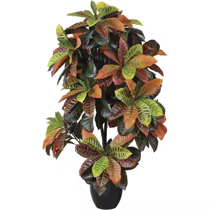 PLANTAWA Planta Crotón 140 cm Plantas Artificiales Decoración para Interior y Exterior, Planta Artificial con Maceta para hogar Ideal para salón Cocina terraza o jardín - 1