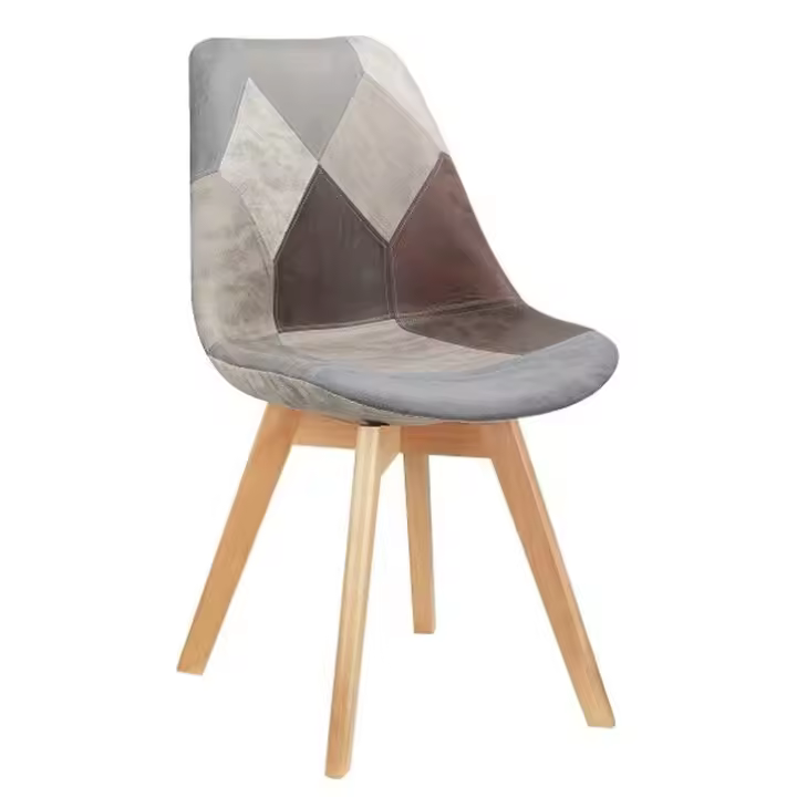 Silla TORRE 4P, madera, patchwork, tejido técnico gris-marrón - 1