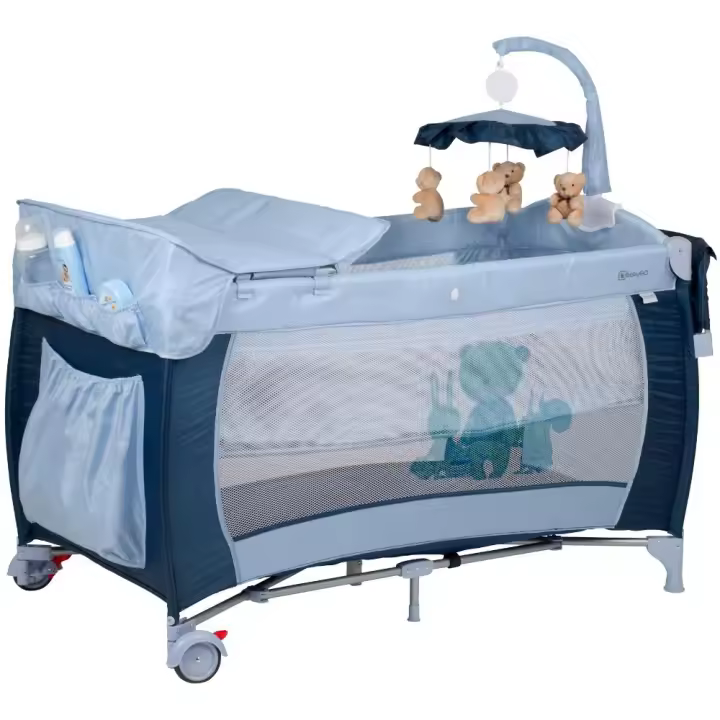 Cama De Viagem Com Muda-Fraldas babyGO Sleeper Delux Blue - 1