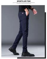 Pantalones Casuales Para Hombre Invierno Terciopelo Grueso Cálido Ajustados Estilo Recto Elásticos Pantalones Largos Para Jóvenes - details 13
