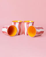 Vaso de Cerámica Moderno /Rayado Amarillo, Rosa y Blanco PACA - Alfar Tierra Cocida - details 2