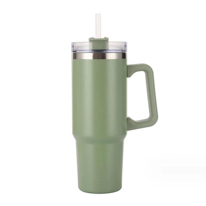 STARLEY-Termo de vacío de acero inoxidable con pajita, taza de viaje térmica de café para el coche, botella de agua al aire libre.1200ml
