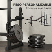 SPORTNOW Banco de Musculación Plegable Banco de Pesas con Soportes para Barra Regulables y Respaldo Ajustable para Entrenamiento Completos de Cuerpo en Casa Gimnasio Negro - details 4
