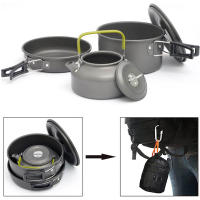 Juego De Cocina Para Camping Kit De Utensilios De Cocina Y Comestibles Para Exteriores Tetera De Viaje Y Picnic Equipamiento De Aluminio Plegable Para 2-3 Personas - details 3