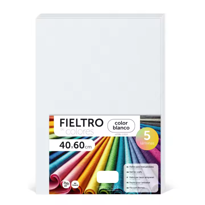 Fieltro para Manualidades, Fieltro de Colores, Suave y Flexible, Material para Costura, Telas Patchwork, Ideal para proyectos DIY, artesanía o decoración, 40x60cm - m-office (blanco, 5 uds) - 1