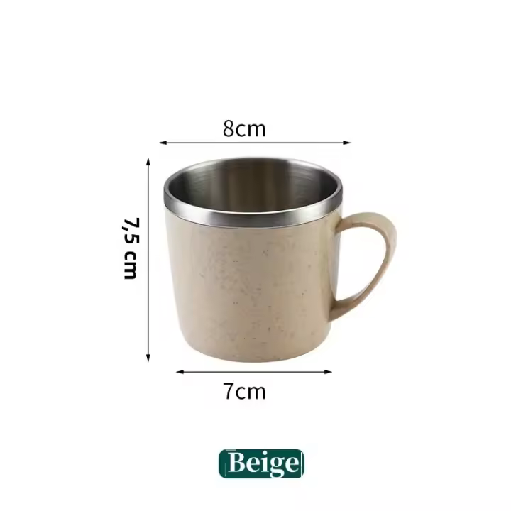 Taza De Café Con Mano De Plástico Y Doble Capa De Acero Inoxidable Resistente Al Calor Para Bebidas Como Leche Y Té Para Uso Doméstico Y Oficina - 1