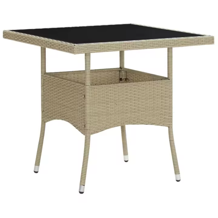 Mesa de Comedor de Jardín sintético y Vidrio beige - 1