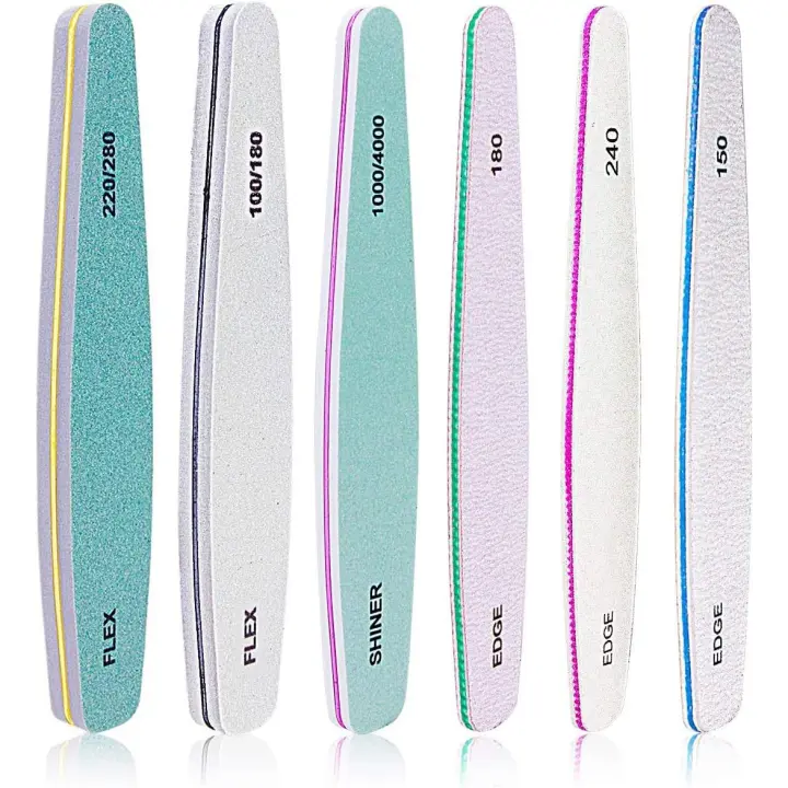 Lime à Ongles Professionnelle - Lime à ongles en nano cristal en verre Ongles polis avec étui pour ongles ou ongles en acrylique naturels et naturels (6pcs) - 1