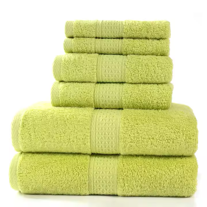 Cotton towel, absorbent bath towel, soft square towel, combed 3-piece 6-piece towel set 3pcs set-6 Grass Green - 1