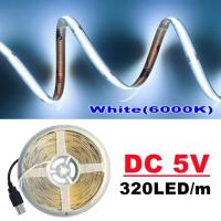 Tira De Luz LED COB DC5V Con Suministro De Energía USB Alta Densidad Flexible 320LED/m 3000K/4500K/6500K Para Iluminación De Sala De Estar - details 0