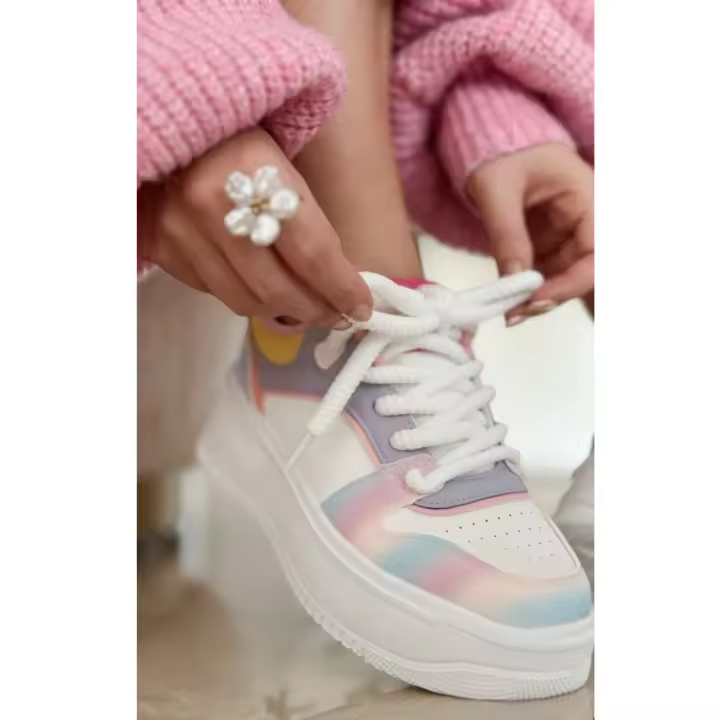 Eva Zorteon- Deportivas de Mujer con plataforma con cordones de cuerda, Marca Fashion Bella . - 1