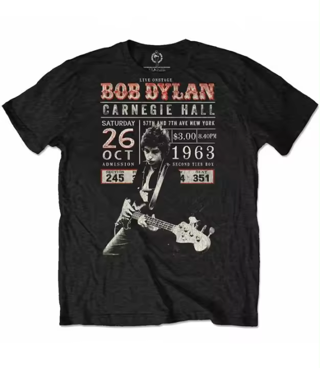 BOB DYLAN Carnegie Hall '63 Camiseta ECOLOGICA Licencia Oficial RockOff  DYLECOTS01MB - 1