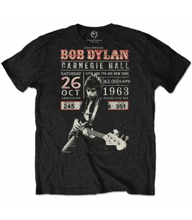 BOB DYLAN Carnegie Hall '63 Camiseta ECOLOGICA Licencia Oficial RockOff  DYLECOTS01MB - 1