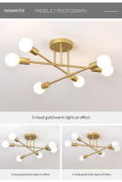 Lámpara De Techo LED Retro Industrial Con 6 Cabezas Material Hierro Trabado Luz Moderna Para Sala De Estar Decoración E27 - details 9