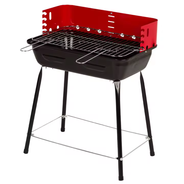 Aktive - Barbacoa carbón portátil, con cortavientos y parrilla regulable en altura (4 alturas), fabricada de acero, tamaño pequeño y manejable, barbacoas de carbon, bbq, cocina exterior, perfecta para espacios pequeños - 1