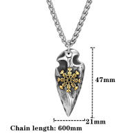 Collar De Escudo Vikingo Para Hombres Color Oro Antiguo Acero Inoxidable Amuleto De Tríptico Nórdico Colgante Inmortal Joyería Regalo - details 0