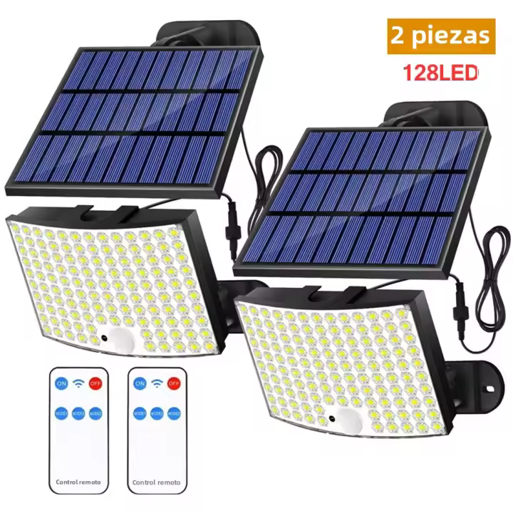 Luces Solares Exteriores 256 LED Con Sensor De Movimiento Iluminación Segura IP65 Impermeable Cable De 16.4 Pies Adecuado Para Exteriores - 1