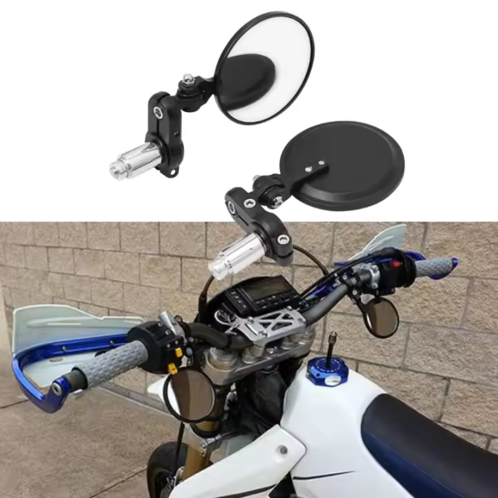 Espejo Retrovisor Plegable Para Motocicleta Universal 2PCS Retro Modificado Negro 22mm Moto Manillar Espejo Retrovisor - 1
