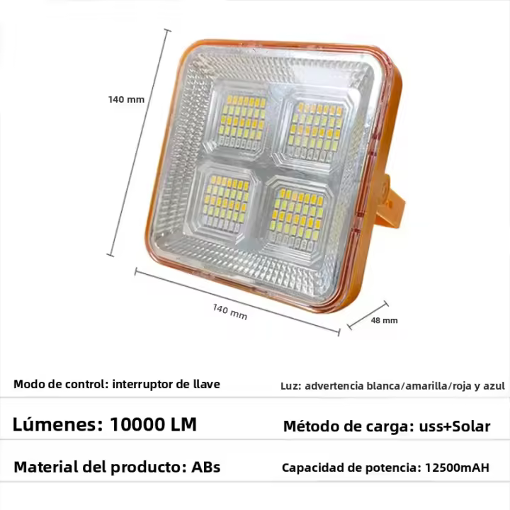 Luz De Sol Para Exteriores Recargable Farol De Inundación LED Con Reflectivo Proyector De Construcción Luz De Proyecto Recargable - 1