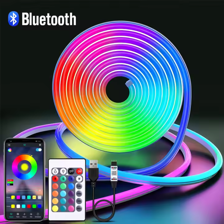 Tira De LED RGB Neón 5V USB Flexible Y Impermeable Con Control Remoto Y App Para Decoración De Habitaciones En El Hogar - 1