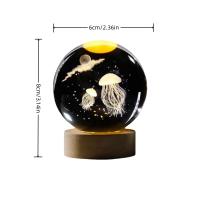 Lámpara De Noche De Cristal De Medusa En Forma De Bola Con Base De Madera Y USB Crear Ambiente Festivo Luz LED De Bajo Consumo - details 6